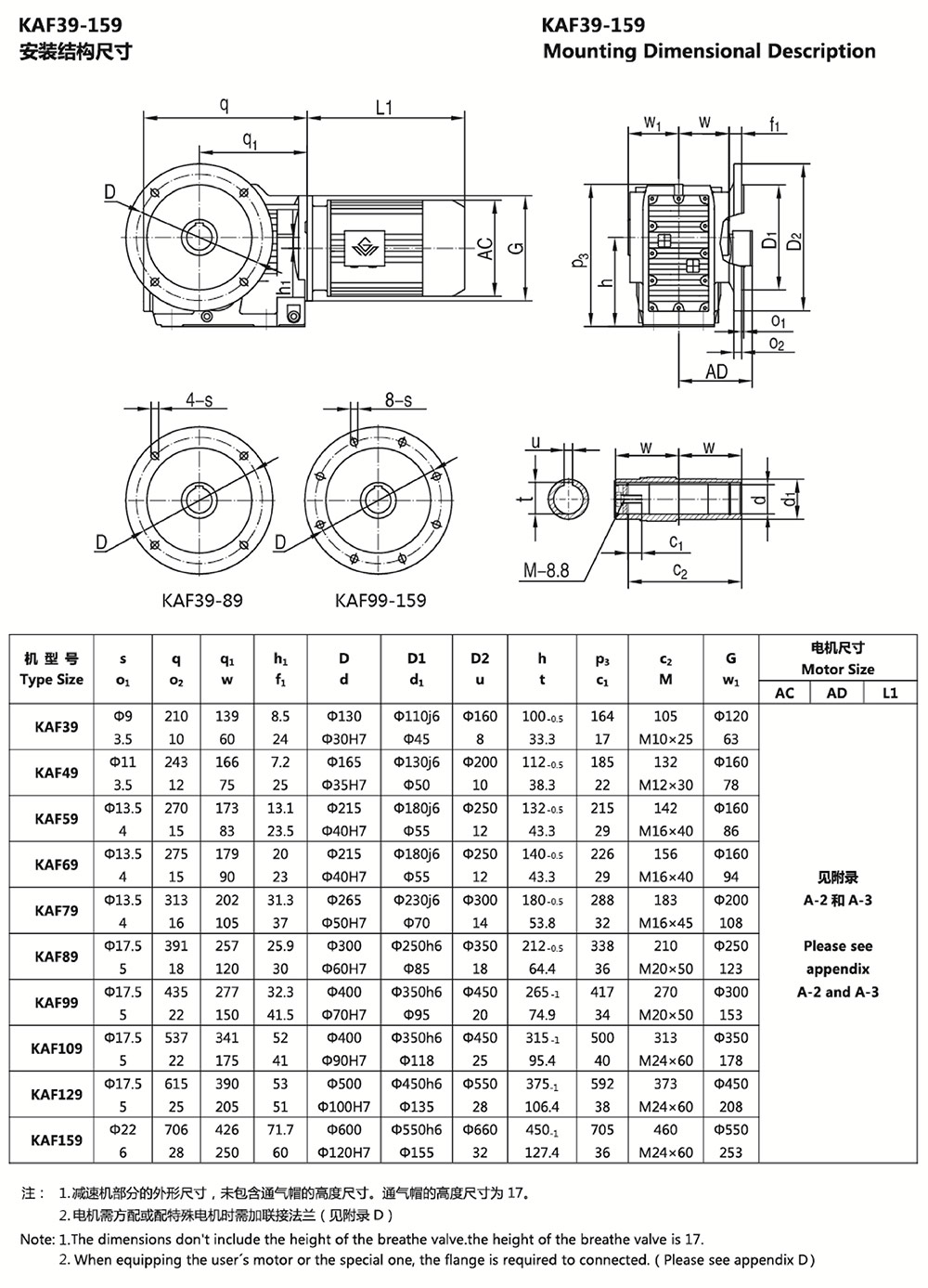 KAF39-159安裝結構尺寸